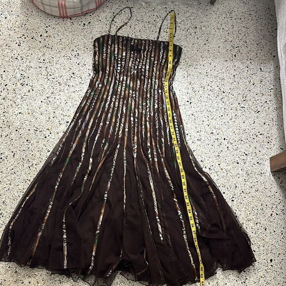 Cache Dresses & Skirts - Cache vintage 90’s midi cocktail dress brown sexy back zip US 6